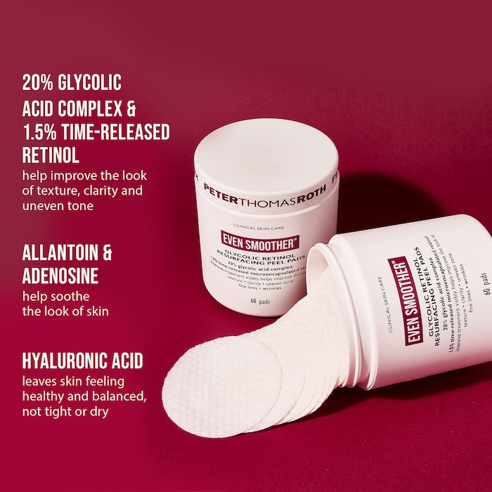 Dischete peeling Peter Thomas Roth Even Smoother Glycolic Retinol Resurfacing Peel Pads 60 buc - 2 | YEO