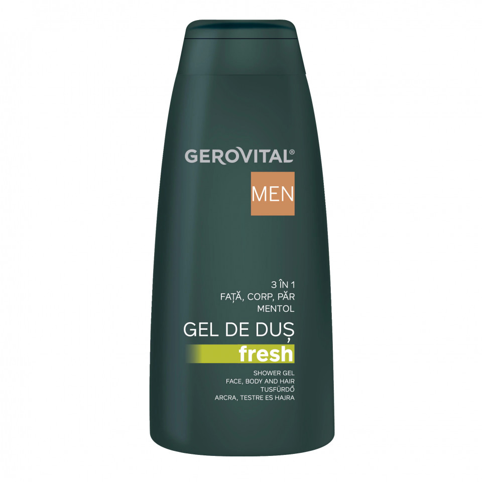 Gel de dus Fresh 3 in 1 Gerovital Men (Concentratie: Gel de dus, Gramaj: 400 ml)