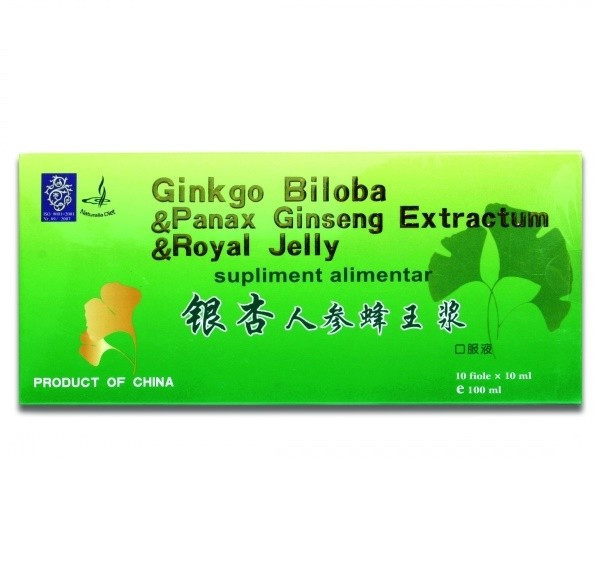 Ginkgo Biloba, Ginseng si Royal Jelly Naturalia Diet 10 fiole