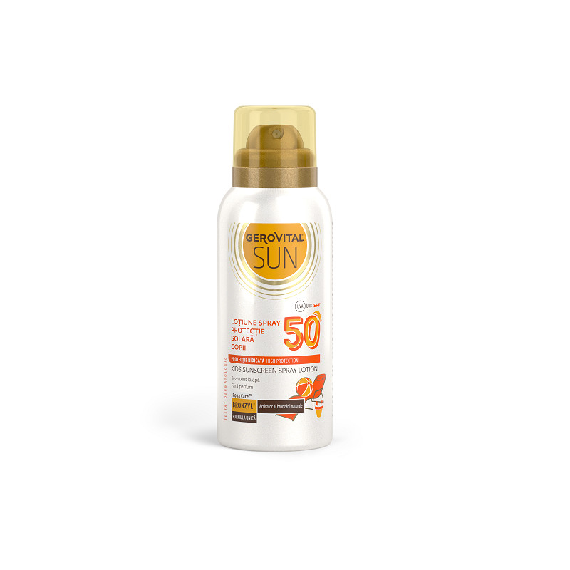 Lotiune spray cu protectie solara Gerovital Sun pentru copii, SPF 50, 100 ml