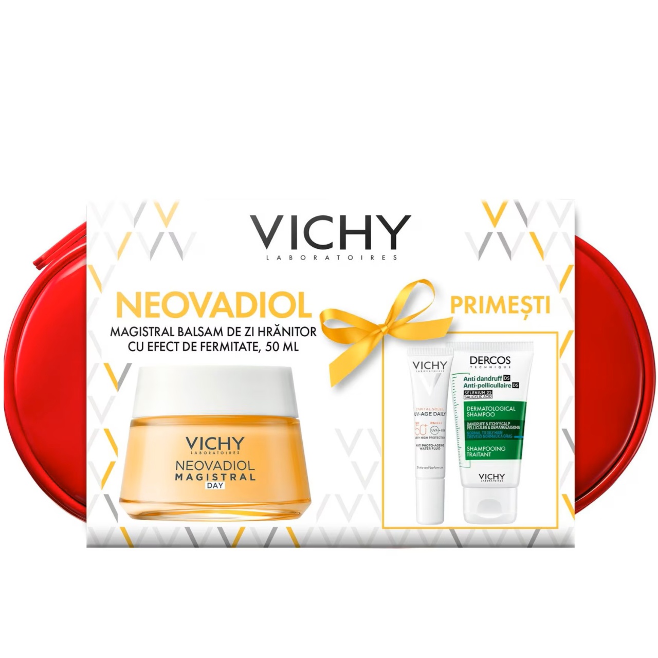Pachet Vichy, Balsam Neovadiol Magistral, 50 ml, Fluid cu SPF 50+ Capital Soleil, 15 ml, Sampon anti-matreata Dercos, 50 ml