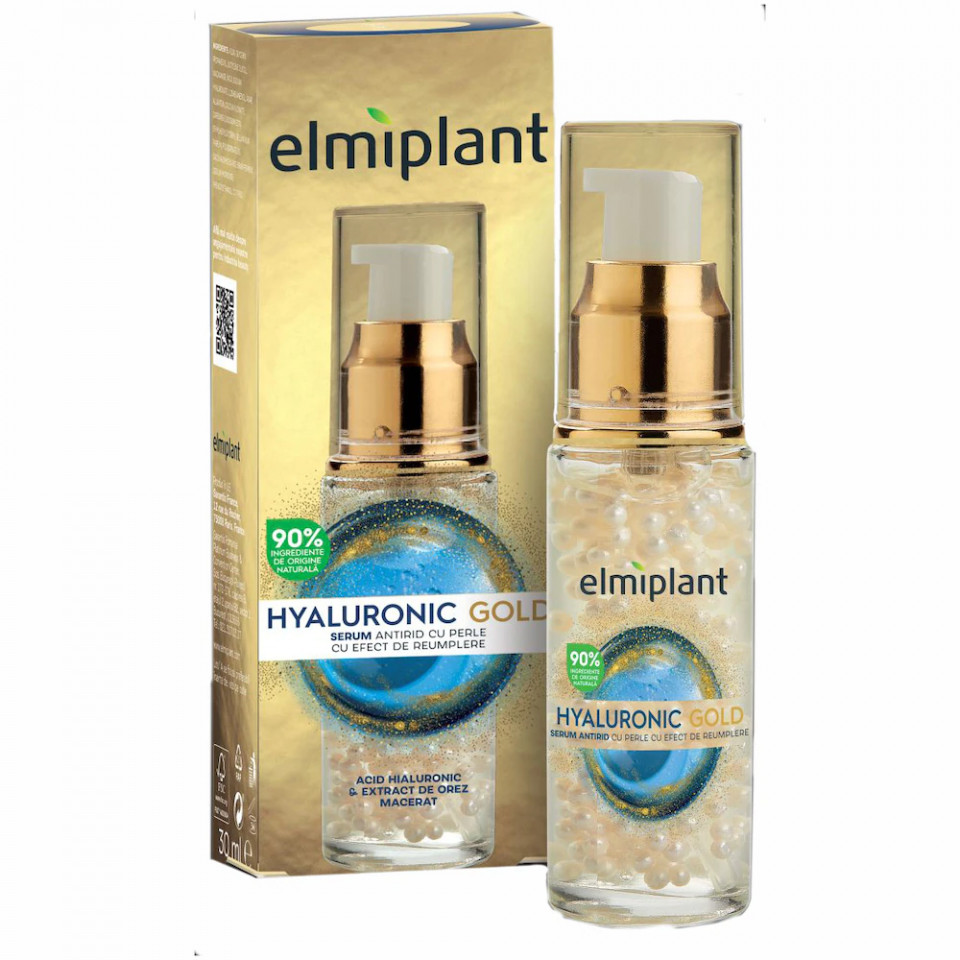 Serum pentru fata cu efect de umplere Hyaluronic Gold, 30 ml, Elmiplant (Concentratie: Serum, Gramaj: 30 ml)