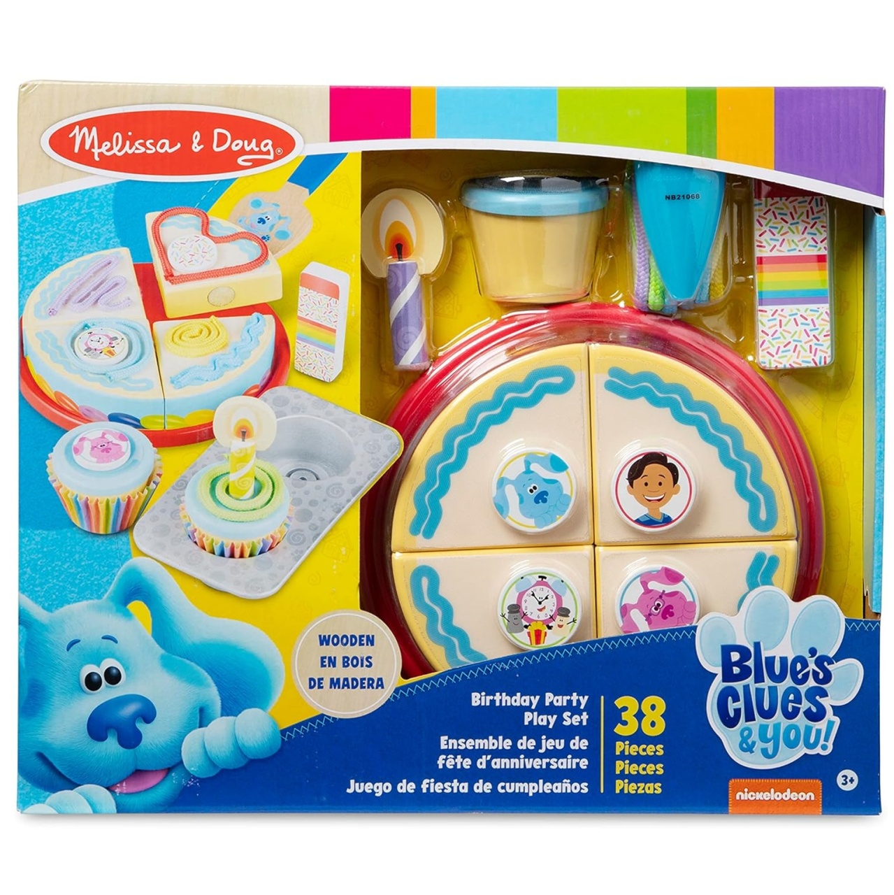 Set aniversar din lemn Melissa & Doug Blue’s Clues – tort de joaca cu 38 de piese