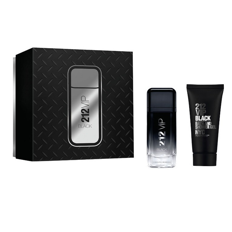 Set Cadou Carolina Herrera, 212 Vip Black, Barbati (Continut set: 100 ml Apa de Parfum + 100 ml Gel 