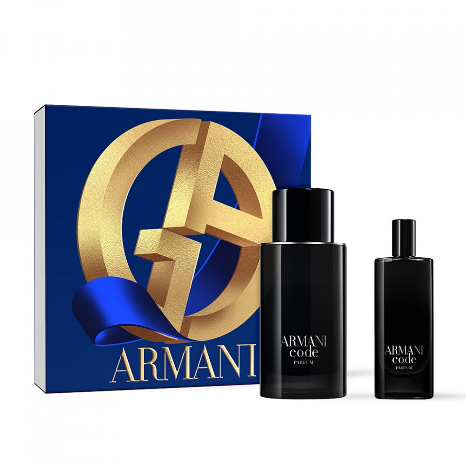 Set cadou Giorgio Armani Code, Barbati, Parfum reincarcabil, 75 ml + 15 ml