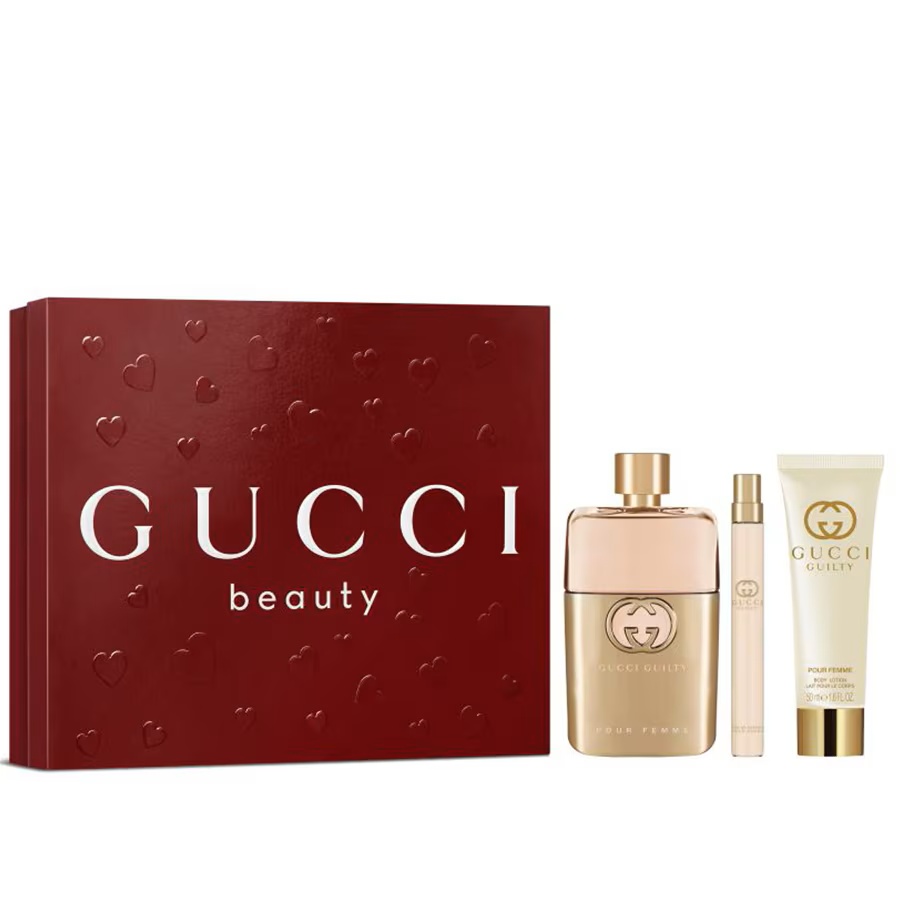 Set Cadou Gucci Guilty, Femei, Apa de parfum 90 ml + Lotiune de corp, 50 ml + Apa de Parfum 10 ml