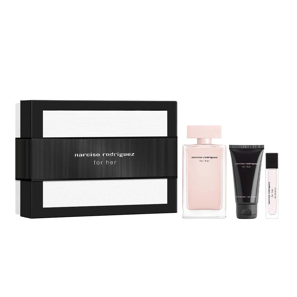 Set cadou Narciso Rodriguez For Her Eau de Parfum (Concentratie: Apa de Parfum, Gramaj: 100 ml Apa de Parfum + 50 ml Lotiune de corp + 10 ml Apa de Parfum)