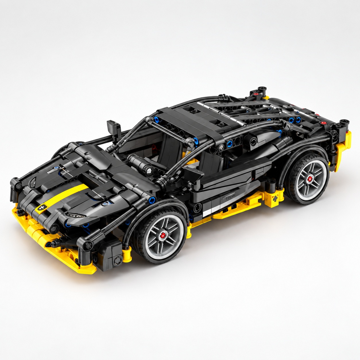 Set de constructie Supercar negru, 589 piese, mecanism pull-back, scara 1:18, 6 ani+