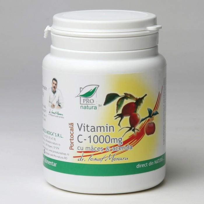 Vitamina C 1000 mg cu Maces si Acerola Laboratoarele Medica comprimate (Aroma: Lamaie, TIP PRODUS: Suplimente alimentare, Concentratie: 1000 mg, Ambalaj: 100 comprimate)