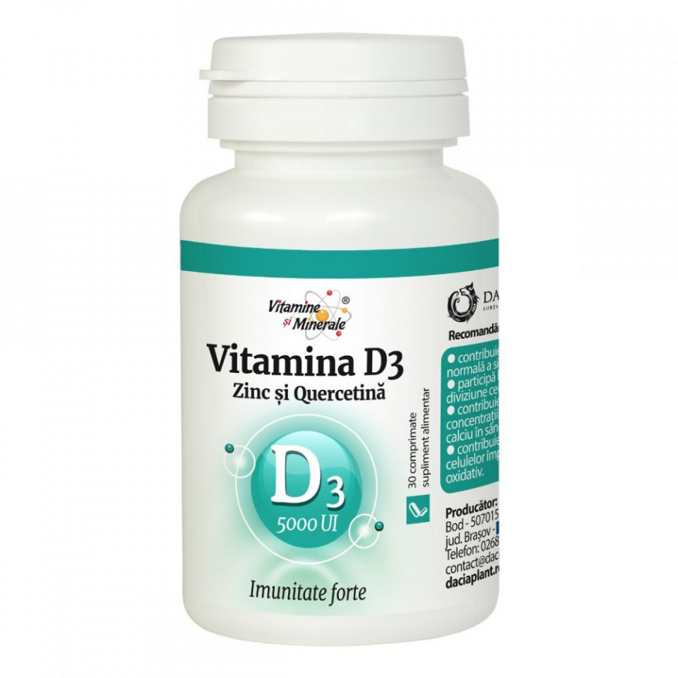 Vitamina D3 Zinc si Quercetina 30 comprimate