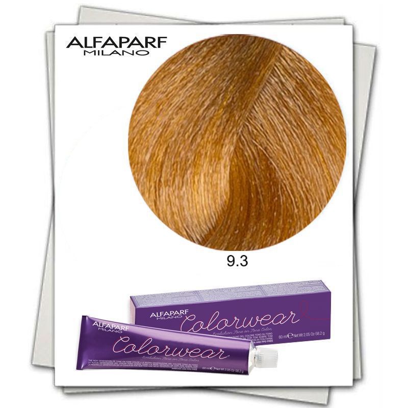 Vopsea Fara Amoniac Alfaparf Milano Color Wear (Concentratie: Vopsea permanenta, Gramaj: 60 ml, Culoare vopsea: 9.3 Biondo Chiarissimo Dorato)