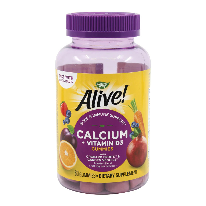 Alive Calcium + D3 Gummies Nature\'s Way, 60 jeleuri gumate, Secom (Ambalaj: 60 jeleuri)