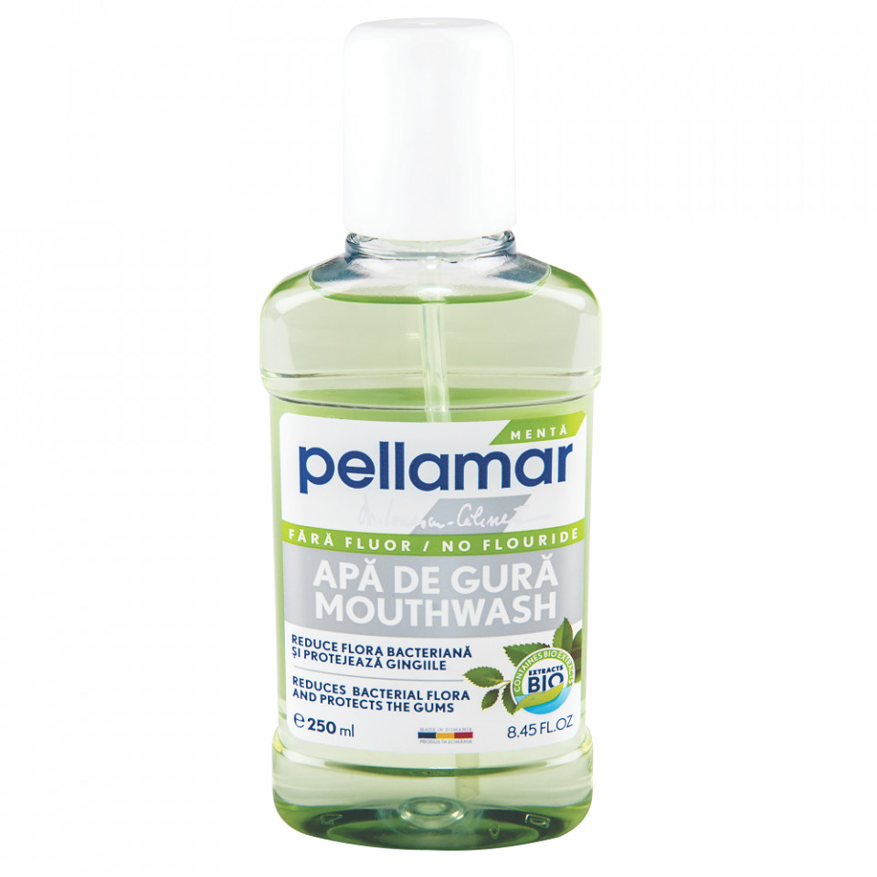 Apa de gura fara fluor cu menta Pellamar, 250 ml (Gramaj: 250 ml, Concentratie: Apa de gura)