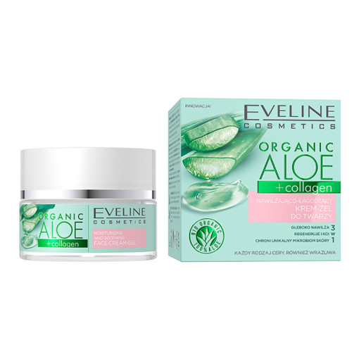 Crema-gel hidratanta si calmanta Eveline Cosmetics Organic Aloe + Collagen (Concentratie: Crema pent