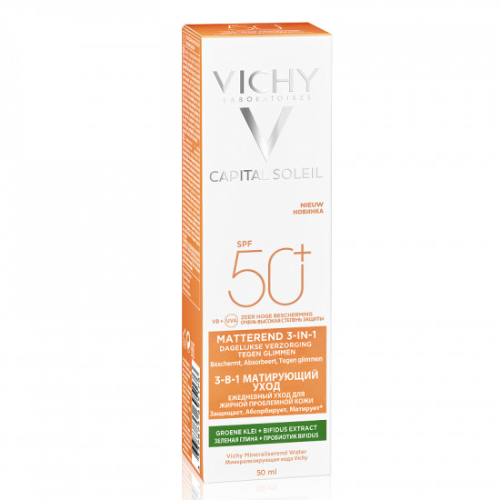 Crema matifianta anti-stralucire 3 in 1 SPF 50+ Capital Soleil Vichy (Concentratie: Crema, Gramaj: 5