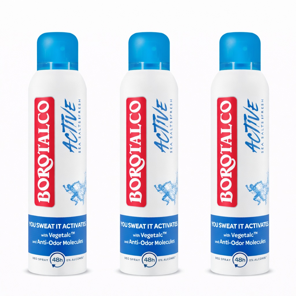 Deodorant spray antiperspirant Active Sea Salts, Borotalco, 150 ml (Gramaj: 3 x 150 ml)