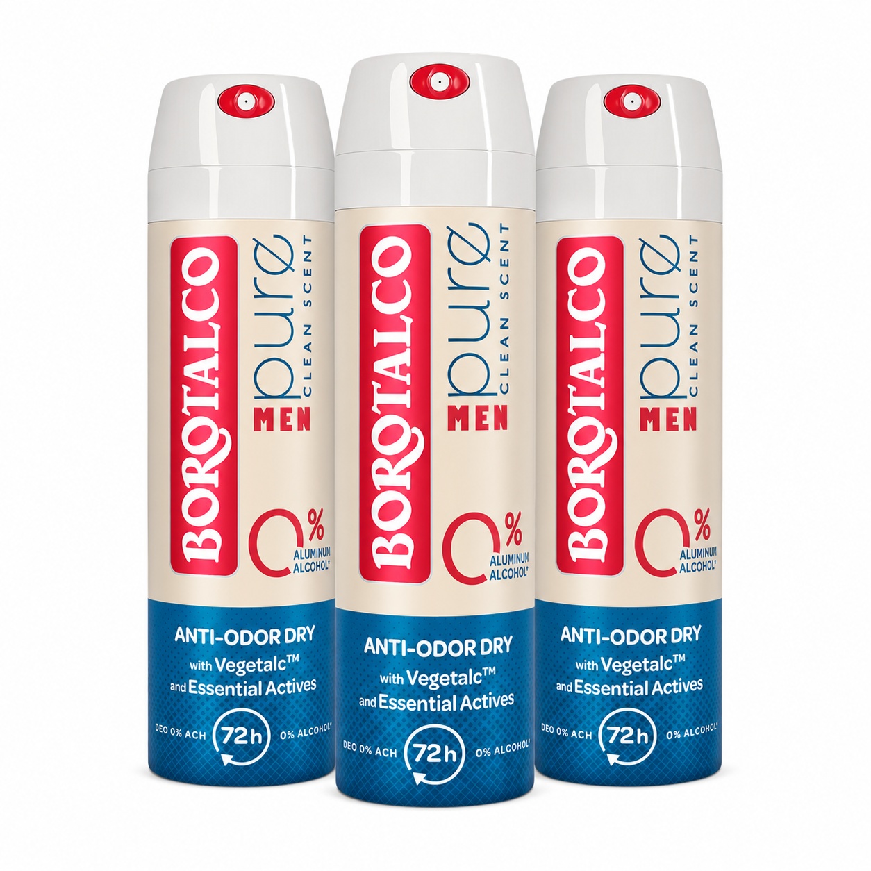 Deodorant Spray Men Pure Clean Scent, Borotalco (Gramaj: 3 x 150 ml)