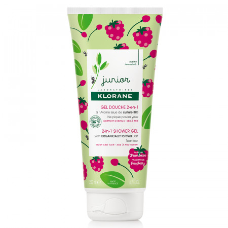 Gel pentru par si corp Klorane Junior cu aroma de zmeura (Gramaj: 200 ml, Concentratie: Gel de curat