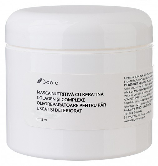 Masca nutritiva pentru par uscat si deteriorat SABIO (Concentratie: Masca, Gramaj: 118 ml)