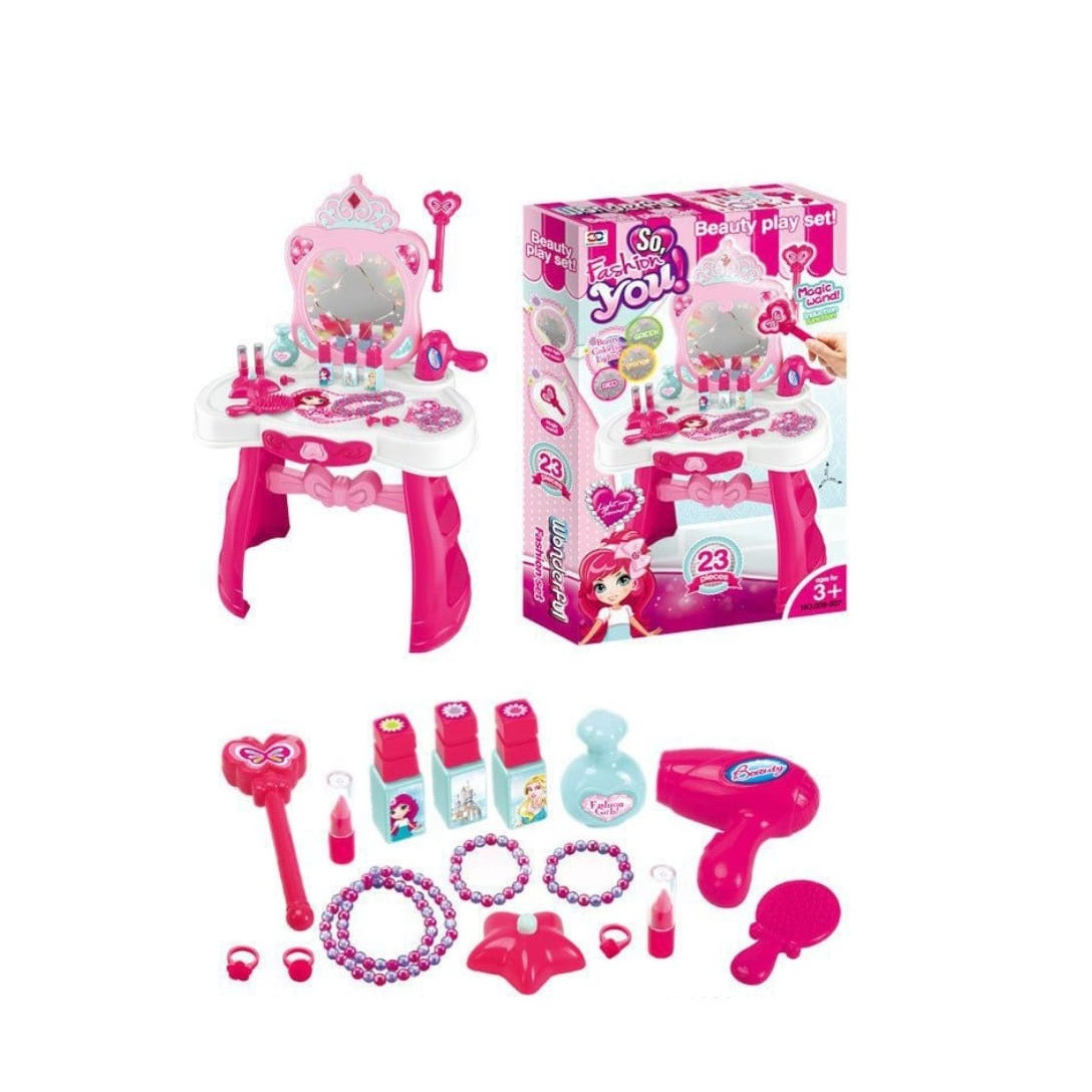 Masuta de toaleta My Magic Princess cu lumini și sunete, baghetă magică și set de accesorii cosmetice