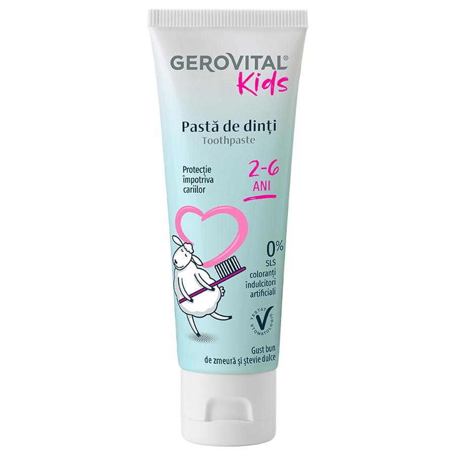 Pastă de dinți pentru copii 2–6 ani, Gerovital Kids, 50 ml