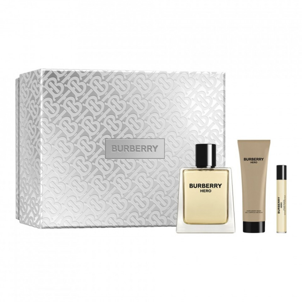 Set cadou Burberry Hero, Barbati, Apa de toaleta (Continut set: 100 ml Apa de toaleta + 75 ml Gel de