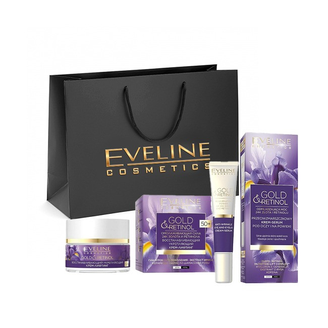 Set cadou Eveline Cosmetics Cremă-lifting regenerantă cu efect de fermitate pentru față Gold And Ret