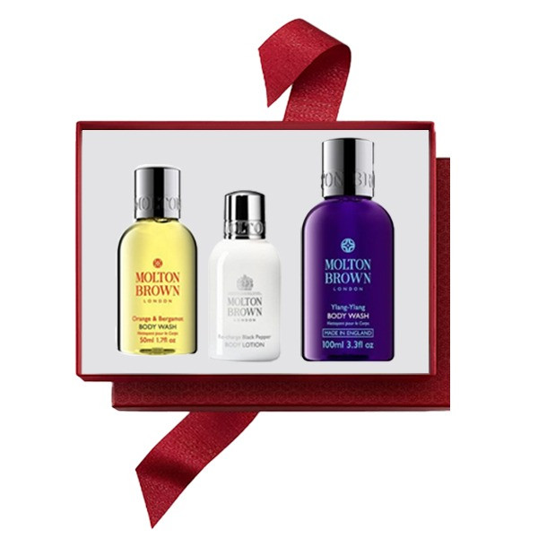 Set Cadou Molton Brown Gel de dus Relaxing Ylang-Ylang 100 ml + Gel de dus Orange & Bergamot 50 ml + Lotiune de corp Heavenly gingerlily 30 ml