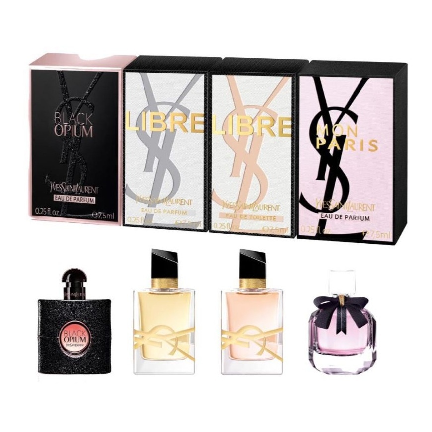 Set cadou Yves Saint Laurent Eau de Parfum Mon Paris, Libre Intense, Libre, Black Opium, 4 x 7,5ml