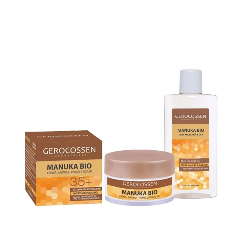 Set Gerocossen Manuka Bio – Crema Antirid 35+, 50ml si Apa Micelara 3in1 400ml