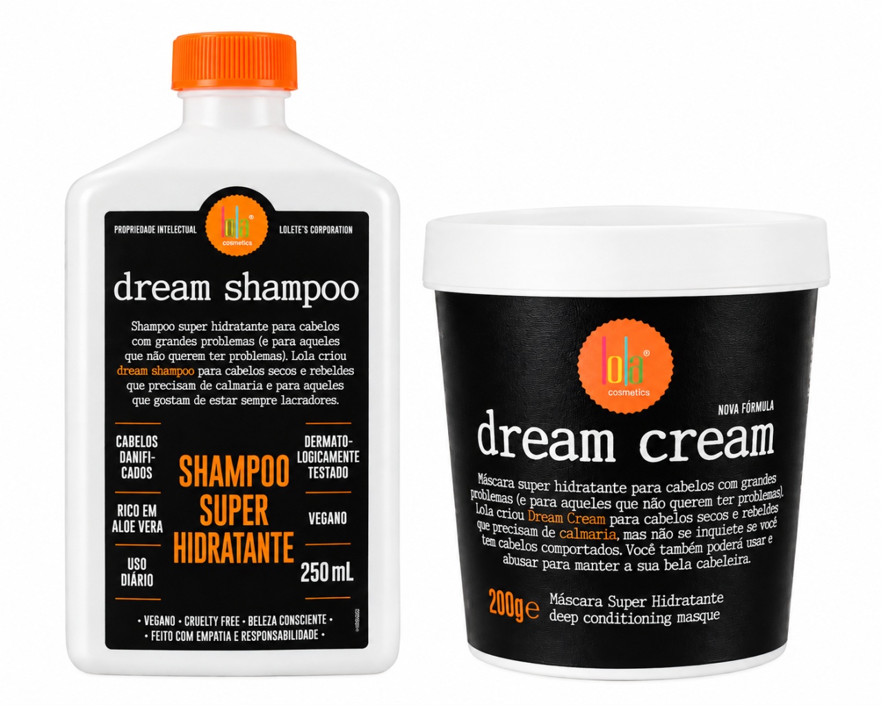 Set Lola Cosmetics Dream Cream pentru Păr Uscat și Rebel – Șampon 250 ml + Mască 450 g