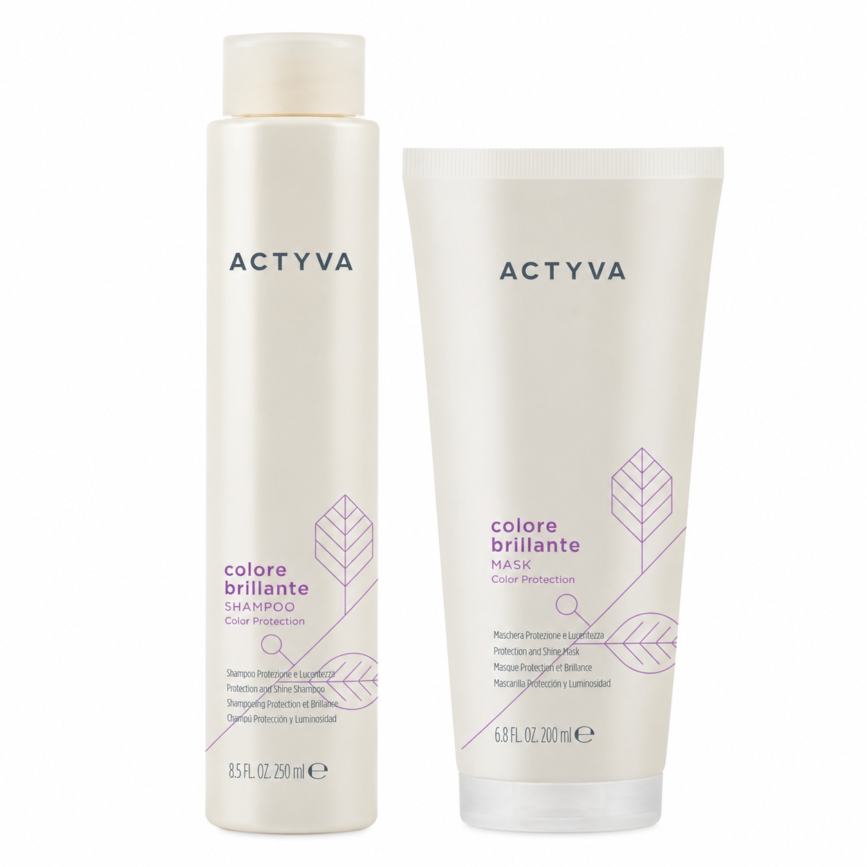 Set pentru par vopsit Kemon Actyva Colore Brillante, Sampon 250 ml + Masca 200 ml