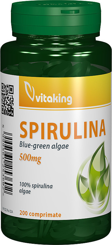 Spirulina 500 mg Vitaking 200 comprimate (Concentratie: 500 mg)