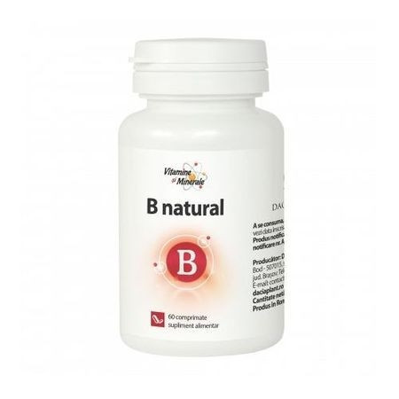 Vitamina B cu drojdie si polen, 60 comprimate, Dacia Plant (TIP PRODUS: Suplimente alimentare, Concentratie: 500 mg)