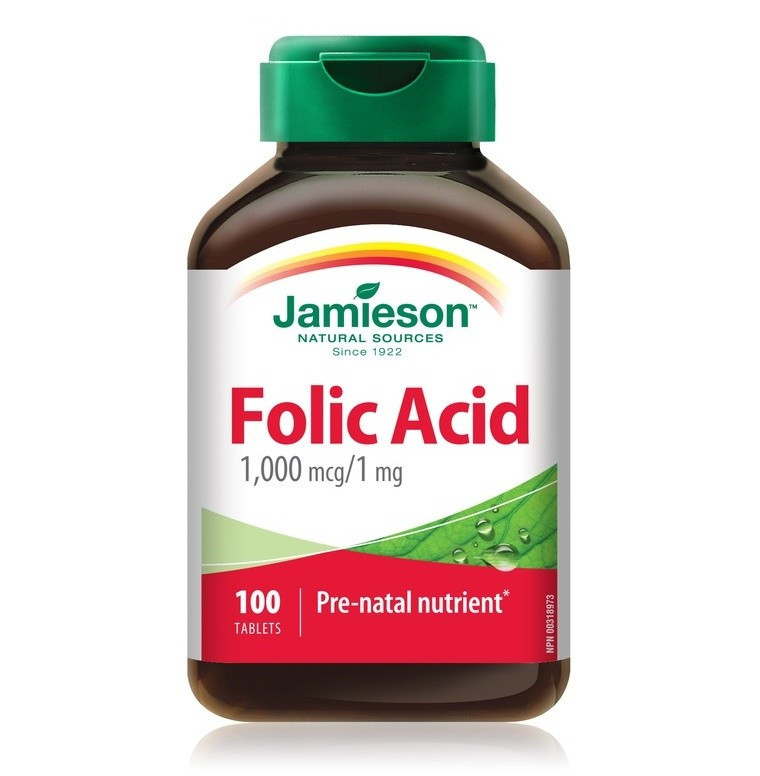 Acid Folic 1 mg Jamieson 100 tablete (TIP PRODUS: Suplimente alimentare, Concentratie: 1 mg)