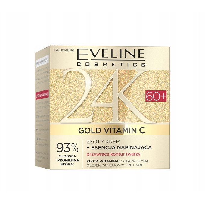 Crema Lifting Essence, Fermitate pentru fata, Eveline Cosmetics 24K Gold Vitamin C 60+, 50ml