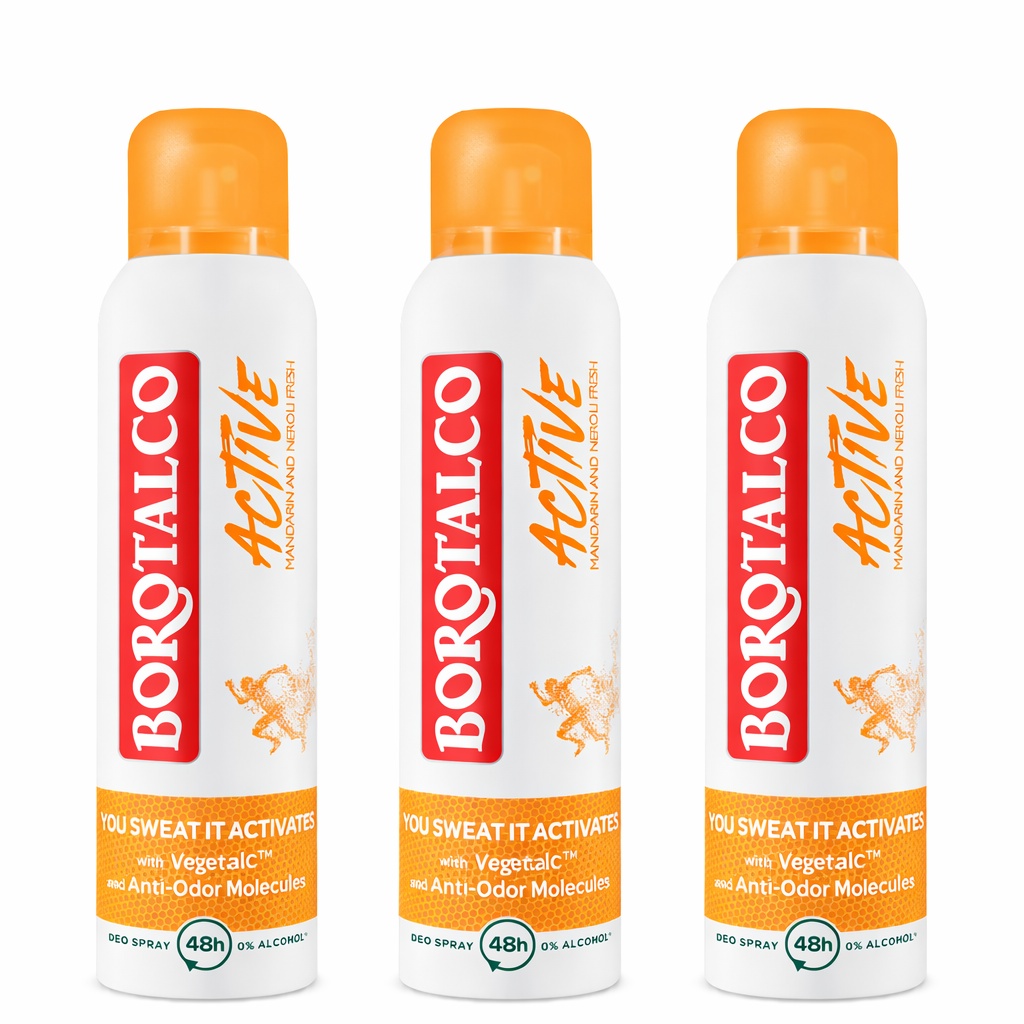 Deodorant spray Active Mandarine si Neroli, Borotalco (Gramaj: 3 x 150 ml)