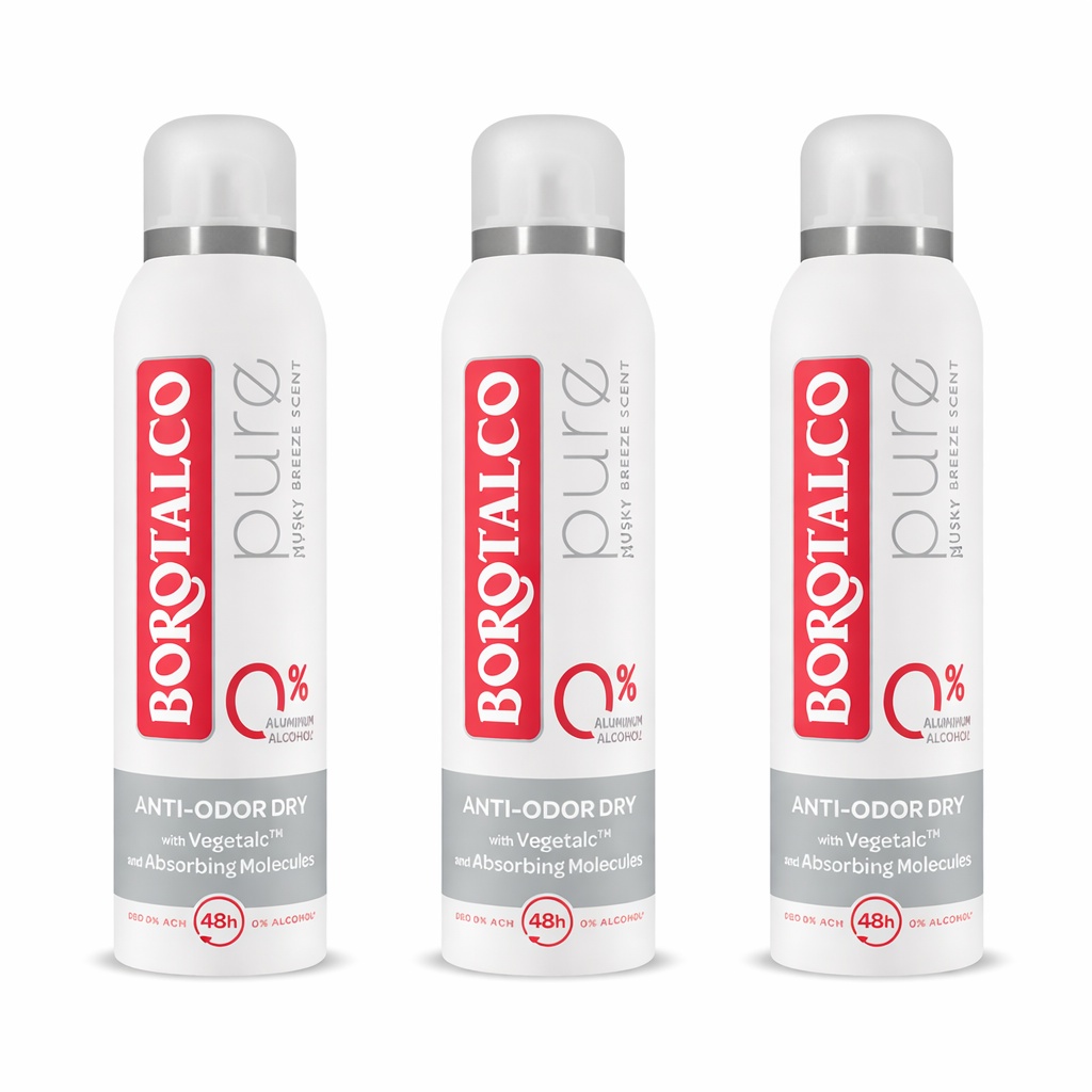 Deodorant Spray Borotalco Pure (Gramaj: 3 x 150 ml)