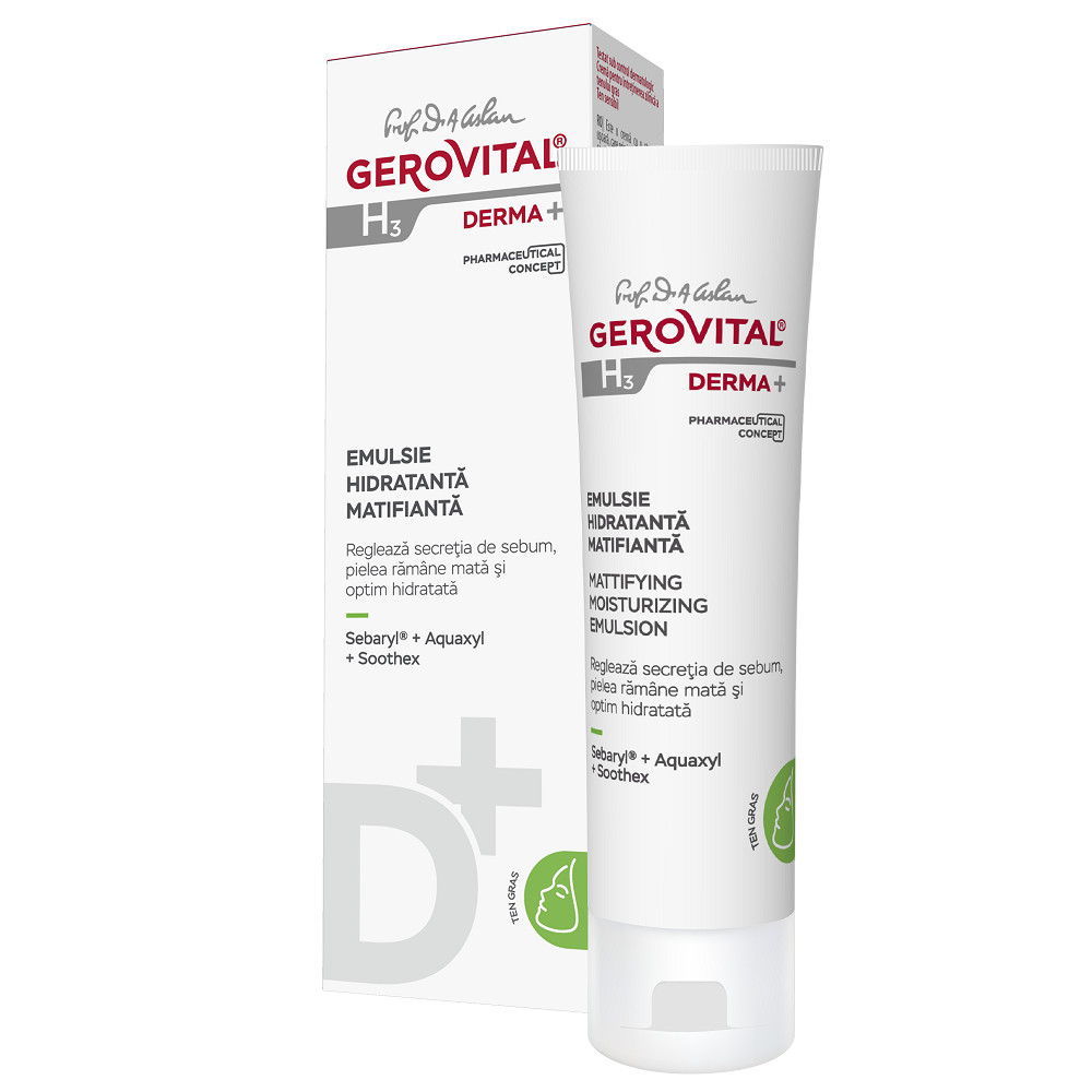 Emulsie hidratanta matifianta ten gras Gerovital H3 Derma+ (Concentratie: Crema pentru fata, Gramaj: