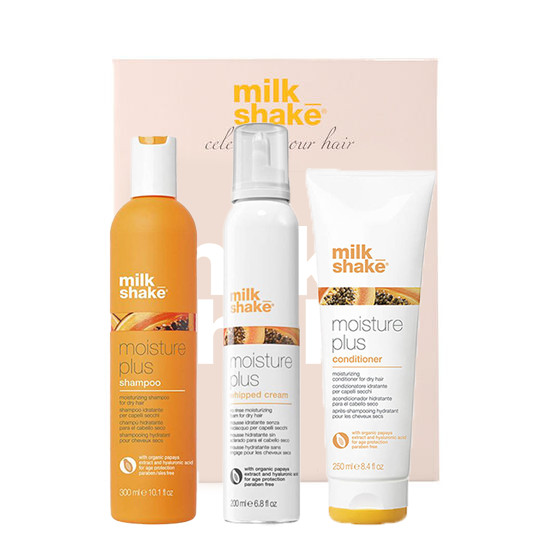 Kit pentru hidratare intensiva Milk Shake Moisture Plus Sampon 300 ml + Balsam 250 ml + Balsam spuma 200 ml (Concentratie: Sampon, Gramaj: 300 ml + 250 ml + 200 ml)