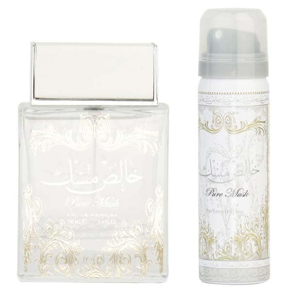 Lattafa Perfumes Pure Musk Apa de Parfum 100ml + Deodorant Spray 50ml (Continut set: 100 ml Apa de Parfum +50 ml Deodorant)