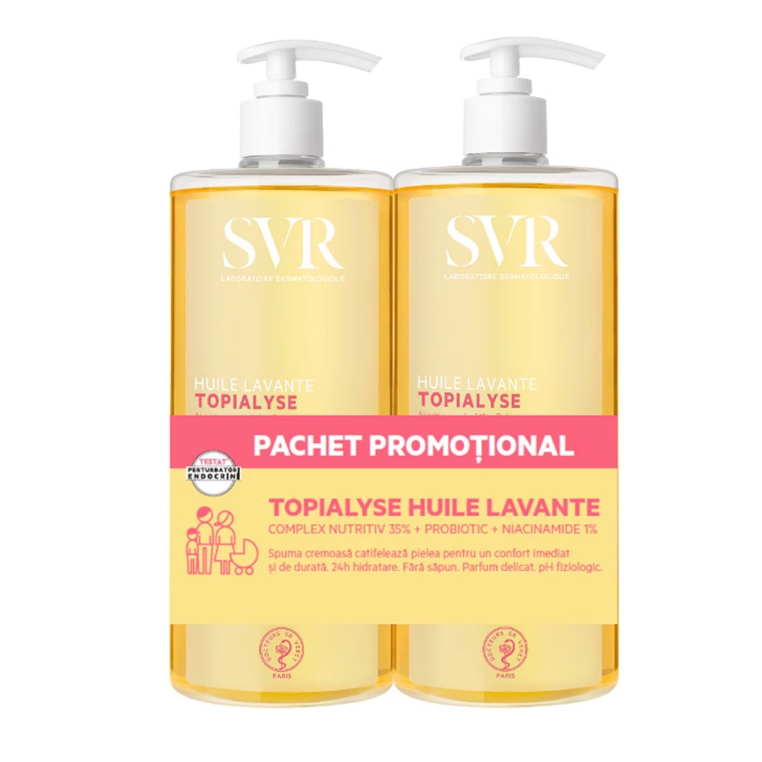 Pachet Ulei lavant pentru piele uscata si sensibila Topialyse SVR, 2x1000 ml