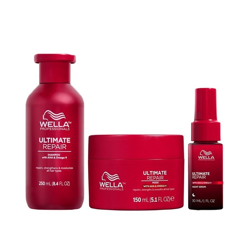 Pachet Wella Professionals Ultimate Repair – Sampon 250 ml + Masca 150 ml + Ser de noapte 30 ml