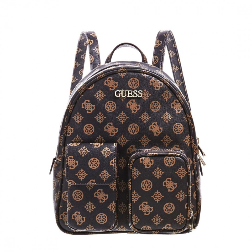 Rucsac Guess de piele ecologica Utility Vibe, Maro inchis/Maro camel (Pentru: Femei)