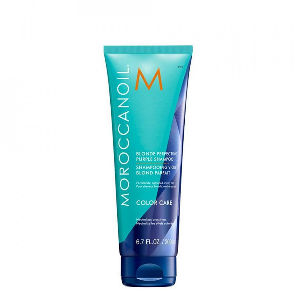 Sampon Moroccanoil Blonde Perfecting Purple pentru par blond, decolorat sau alb/grizonat (Concentratie: Sampon, Gramaj: 200 ml)