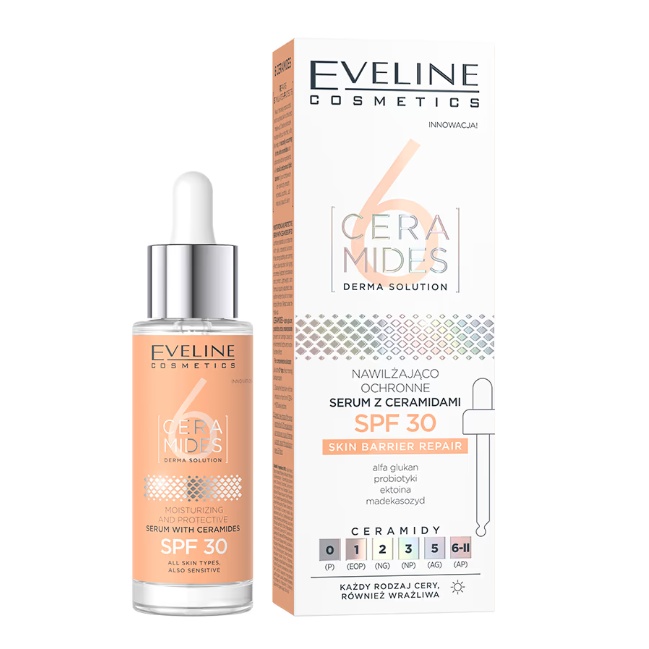 Ser hidratant si protector cu ceramide si SPF 30 Eveline Cosmetics 6 Ceramide, 30 ml