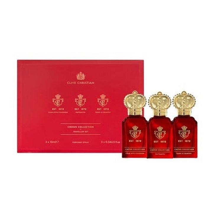Set Clive Christian Parfum Unisex Crown Collection, Town and Country, Crab Apple Blossom, Matsukita, 3x10ml