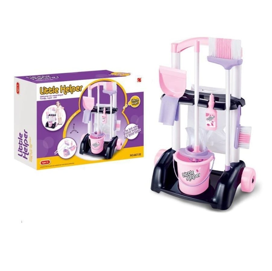 Set de Curatenie pentru Copii, cu Accesorii si Carucior, Little Helper, 56 cm