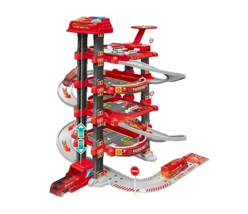 Set parcare pe 5 niveluri cu efecte sonore, 50x8x 37 cm (Culoare produse: Rosu)