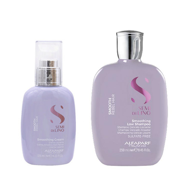 Set pentru netezire Alfaparf Milano Semi Di Lino Sampon 250 ml + Crema pentru netezire 125 ml (Gramaj: 250 ml + 125 ml)